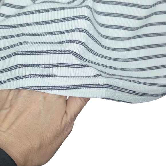 Thread & Supply Striped Ribbed Knit Admiration Top White Navy Small Long Sleeve - Picture 4 of 10